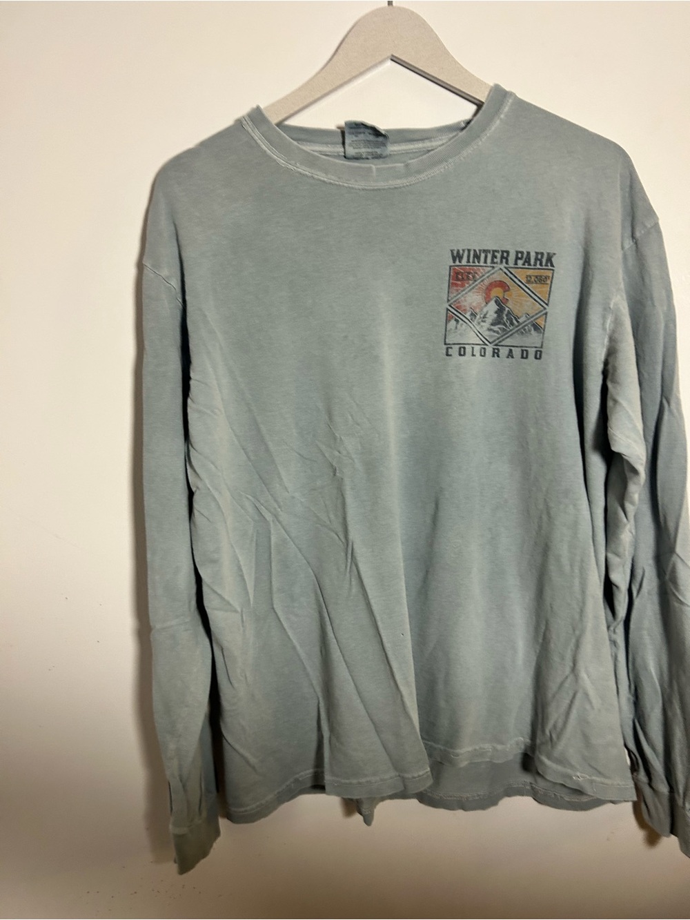 Comfort Colors Men's Long Sleeve Tee - Sage Green Winter Park Graphic